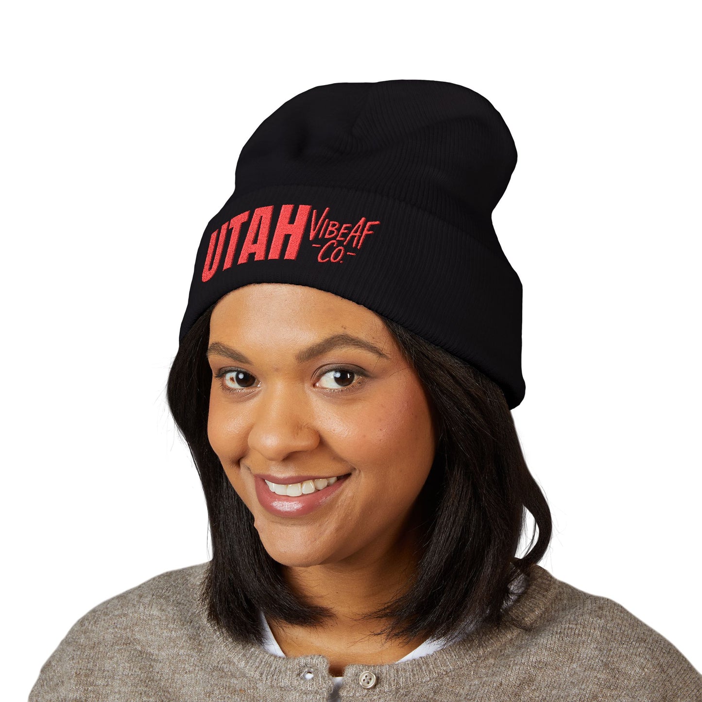 VibeAF Embroidered Classic Cuffed Beanie - Cozy Style for All Seasons